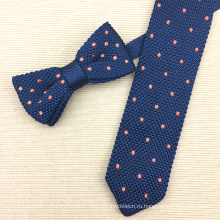 Пользовательские мужчины Подарочный набор шелк вязать галстук с точками вышивки 